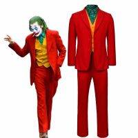 2019 Movie Joaquin Phoenix Joker Cosplay Costume Arthur Fleck Red Suit Uniform Men Halloween Costume Clown Business Suit