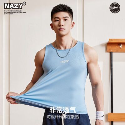 NAZY เสื้อกล้ามบาสเก็ตบอลน้ำหนักเบาแห้งเร็วเสื้อออกกำลังกายผู้ชายแขนกุดทรงหลวมสำหรับวิ่งออกกำลังกายแบบเรียบง่ายเสื้อกล้ามระบายอากาศแฟชั่น