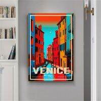 Venice Travel City Landscape Poster-สีสันยุโรปอิตาลีงานศิลปะพิมพ์สำหรับห้องนั่งเล่นและตกแต่งบ้าน-ภาพวาดผ้าใบคุณภาพสูงและราคาไม่แพง