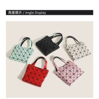 Issey Miyake Womens bag summer trendy design geometric rhombus four-lattice small square box bright 6-lattice shoulder handheld tote shopping bag