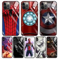 {L electronic shell} กระจกนิรภัยสำหรับ iPhone 14 12 11 Pro Max 13 12 Mini X XR XS สูงสุด8 7 6S Plus โทรศัพท์ Shell Marvel Spider Iron Man