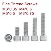 Fine Thread DIN912 Stainless Steel A2 304 Hex Socket Head Cap Screw M3x0.35 M4x0.5 M5x0.5 M6x0.75