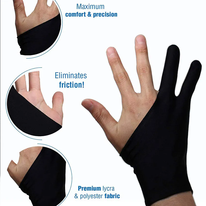 1PC Artist Drawing Glove for Any Graphics Drawing Table 2 finger  Anti-Fouling Both for Right And Left Hand Drawing Gloves