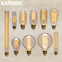 [HOT QQZIWWUJJWG 104] KARWEN Vintage Edison หลอดไฟ E27 Retro โคมไฟ220V 40วัตต์หลอดไส้ A19 ST64 T45 G80 G95สำหรับ Home Decor หลอดไฟ