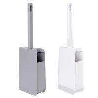 Plastic Toilet Brush with Holder Set Long Handle Curved Corner Rim Cleaner Tool