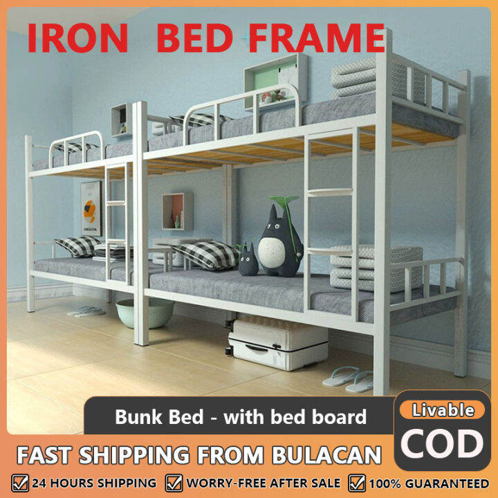 Double Decker Bed Frame Staff Dormitory Single Double Deck Frame Double Bunk Bed With Stairs