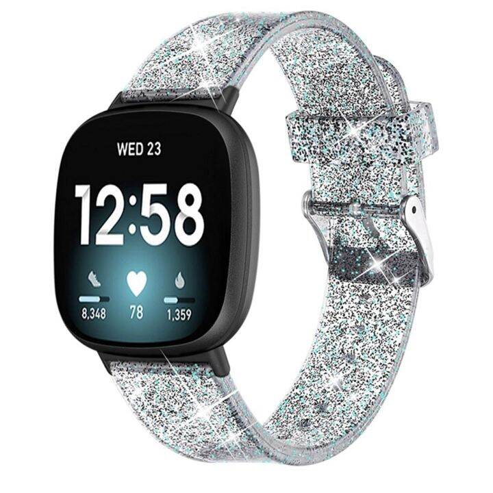 สำหรับ-fitbit-versa-4-sense-2สายนาฬิกาข้อมือ-tpu-เคสลายกากเพชรอเนกประสงค์-สีดำ