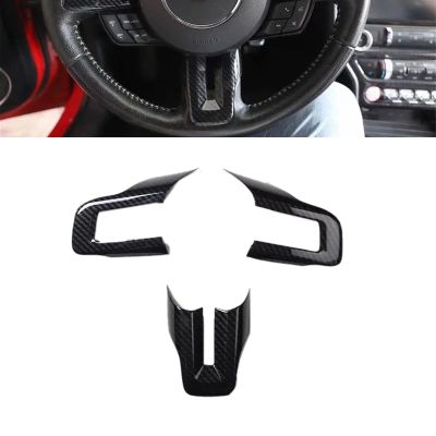 Carbon Fiber ABS Car Interior Steering Wheel Cover Trim Moldings Car Styling for Ford Mustang 2015-2020