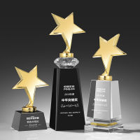 Spot parcel post High-End Five-Pointed Star Trophy Crystal Trophy Star of Excellence New Excellent Staff Annual Meeting Medal Creative Lettering