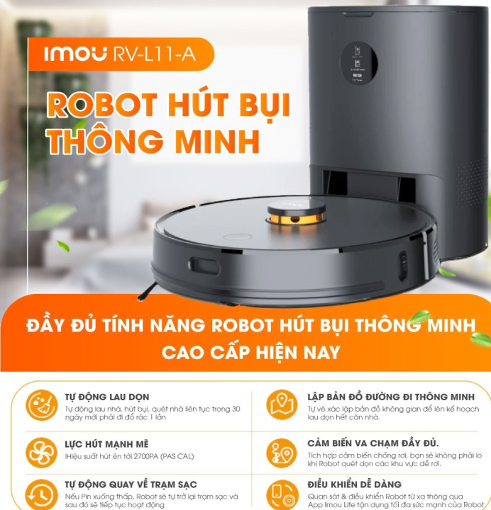 Robot hút bụi IMOU: Hãy thử sức với công nghệ robot hút bụi tiên tiến của IMOU để giúp cho việc dọn dẹp nhà cửa trở nên dễ dàng và nhanh chóng hơn bao giờ hết. Với khả năng thông minh và hiệu quả, robot hút bụi IMOU sẽ là một lựa chọn tuyệt vời cho ngôi nhà của bạn.