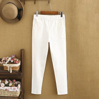 plue Size Commuter Nine-point Pants Female White Pants Female Professional Straight Slim Was Thin And Breathable Stretch C