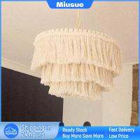 Miusue Macrame โป๊ะโคมไฟสีอ่อนจี้ Boho สำหรับห้องนั่งเล่นตกแต่งบ้านหอพัก