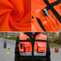 Durable Multi-pocket Safety Travel Motorcycle Sleeveless Zipper Traffic Vest