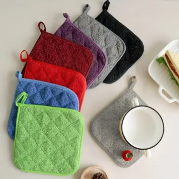 2Pcs Pot Holders Reusable Soft Polyester Kitchen Hot Pads with 2