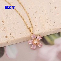 BZY สร้อยคอตุ๊กตาบาร์บี้หัวใจเซอร์โคเนียทอง,สำหรับผู้หญิงของขวัญวันเกิดเด็กผู้หญิง