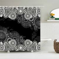 【Bathroom sale】ผ้าม่าน Boho Mandala PolyesterScreen อ่างอาบน้ำตกแต่งด้วยตะขอ