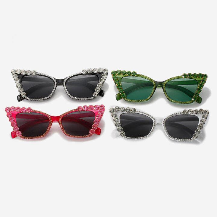 2021-fashion-chain-rhinestone-sunglasses-women-prom-party-shoping-cat-eye-luxury-sun-glasses-lady-plastic-green-oculos