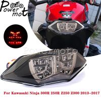 Motorcycle Rear Brake Tailight Lamp W/ Amber Turn Signals Light For Kawasaki Ninja 250R/300R Z250 Z300 E-mark Stop Tail Lights