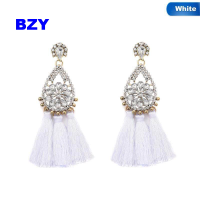 BZY เครื่องประดับสไตล์ชนเผ่า Charm ต่างหูระย้า SHINY Rhinestone จี้สำหรับผู้หญิง