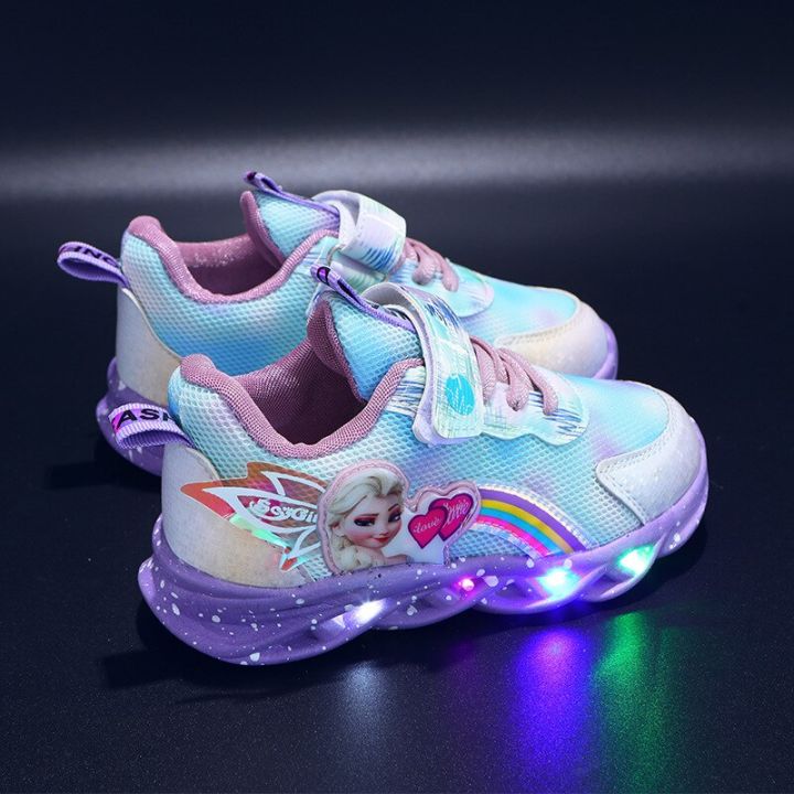 Aa18-Led Casual Sneakers Pink Purple For Spring Girls Frozen Princess Cute  Print Outdoor Shoes Children Lighted Non-Slip Shoes | Lazada.Vn
