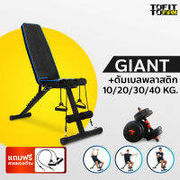 MERRIRA ม้ายกดัมเบล รุ่น GIANT เก้าอี้ยกดัมเบล ม้าซิทอัพ เบาะซิทอัพ Weight Bench พร้อมดัมเบลพลาสติก 10/20/30/40 กก.