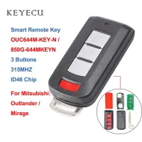 Keyecu ที่ห้อยกุญแจรถรีโมท3ปุ่มสำหรับ Mitsubishi Mirage Outlander 2008 2009 2010 2011 2012 Ouc644m-key-n