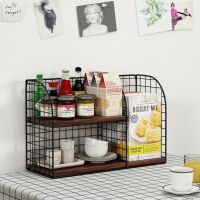 [COD] on the dining shelf wrought iron desktop storage beverage double-layer