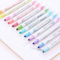 [HOT BYIIIXWKLOLJ 628] นมชิ้น/เซ็ต2สีเครื่องเขียนปากกาเน้นข้อความสองหัวปากกาเรืองแสง12สีปากกาทำเครื่องหมายปากกาไฮไลท์น่ารัก