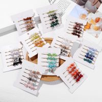 【CW】 5Pcs Healing Crystal Hair Clip For Women Girl Natural Chip Stone Hairpins Set Bridal Barrettes Party Wedding Headwear Jewelry