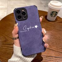 14 Pro Max Case Personalised Customized DIY Name Soft Lambskin Leather Luxury Cover For iPhone 11 12 13 14 Pro Max Gifts