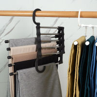 Stainless Steel Adjustable Trouser Hangers Folding Towel Storage Shelves 5 In 1 Multifunction Tie Pant Rack Closet Organizer Clothes Hangers Pegs