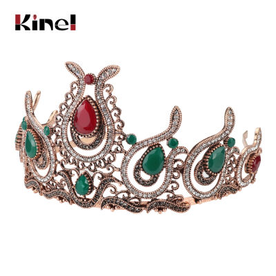 Kinel Retro Crown Hairbands Women Kid Turkish Hair Barrette Accessories Princess Queen Cabelo Headwear Headwrap Wedding Jewelry