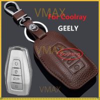 Bochang เคสสำหรับ Geely Coolray 2019-2020หุ้มพวงกุญแจรถหนังที่ยึดพวงกุญแจปลอกกุญแจรีโมทรีโมทกระเป๋าพวงกุญแจเคสสมาร์ทคีย์สำหรับ Geely Ray 2019-2021