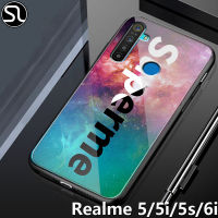 เคสโทรศัพท์ Supreme แฟชั่นสำหรับ Realme 5 / Realme 5i / Realme 5S / Realme 6i Realme C15 C25/C12 C21 C21Y กระจกนิรภัยไล่เฉดสีฝาหลังโทรศัพท์