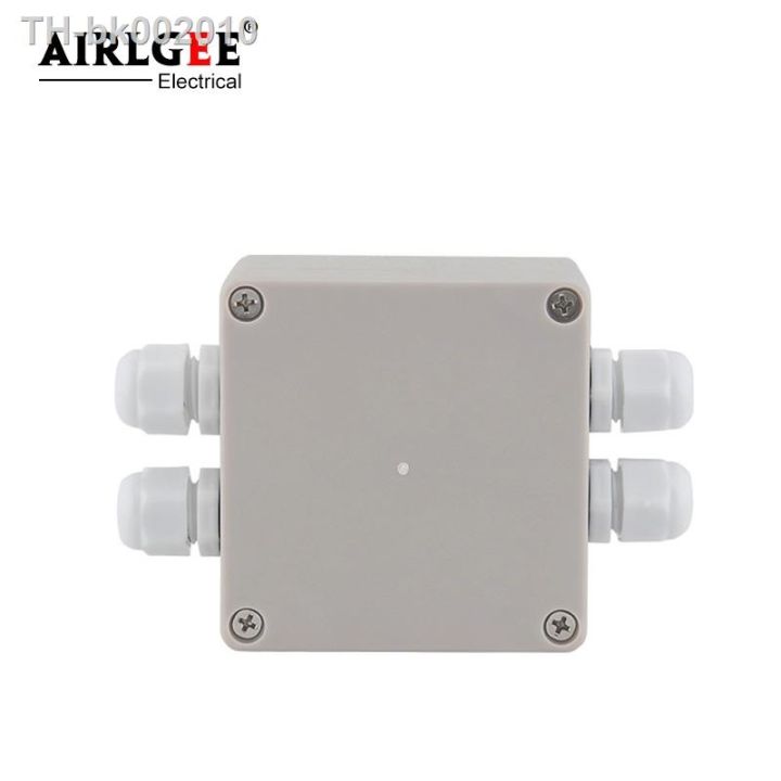 83-x-81-x-56mm-2-inlet-2-outlet-outdoor-waterproof-junction-box-with-terminal-connector-abs-plastic-cable-distribution-box