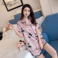 【Moon night 】️ชุดนอนซาติน️แขนสั้น+ขาสั้น *ถูกที่สุดใน Pajamas women Sexy nightwear