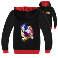 Sonic The Hedgehog เสื้อผ้าเด็กแขนยาวฤดูใบไม้ผลิและฤดูใบไม้ร่วงแจ็คเก็ตสำหรับชาย15ปีเด็กหญิง3-16ปีผ้าฝ้าย + โพลีเอสเตอร์ Hooded Zipper เสื้อกันหนาวสีดำ/ สีเทา