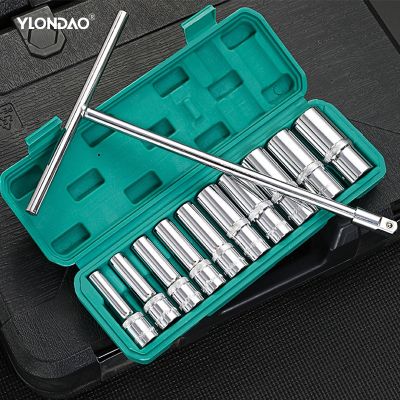 YLONDAO 1/2 Set Kunci Pas Soket Ratchet Crv Lepas Cepat Reversibel Ratchet Spanner Hex Socket Sleeve Set Auto Alat Reparasi Garasi