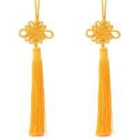 100 Pcs Handmade Yellow Chinese Knots Soft Tassels Holiday Gift for Spring Festival, Special Gift