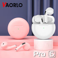 VAORLO Pro 6 TWS หูฟังไร้สายบลูทูธหูฟังการควบคุมแบบสัมผัสชุดหูฟังสเตอริโอมินิในหูหูฟังพร้อมไมโครโฟนเข้ากันได้กับ iPhone โทรศัพท์ Android