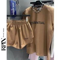 COD RPIN South Korea East Gate 2022 Summer letter print shoulder pads short-sleeved T-shirt + shorts set two-piece womens fashion