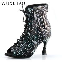 WUXIJIAO Fashion Salsa Jazz Tango Outdoor Indoor Social Latin Dance Shoes For Dancing Women Teachers High Heels Dance Boots