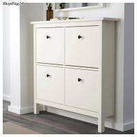 ตู้รองเท้า ตู้เก็บรองเท้า Shoe cabinet with 4 compartments HAMNAS White 107x101 cm