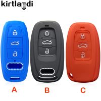 △ Silicone Key Case Shell Car Key Cover for Audi Q5 Q7 Q8 A4 A6 A7 A8 A8L A6L E-tron 55 2020 2021 2019 Key Holder Keychain Skin