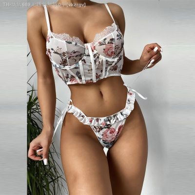 【CW】❂◑∈  New French Embroidery Sets Flowers Womens Shaping Push Up Bras And Panties Set