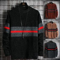 ▽ Men Sweater Fashion Floral Sweater Men Outerwear Long Sleeve Clothing Sweater Baju Sejuk Lelaki Striped Sweaters Mens Long Sleeve Outerwear