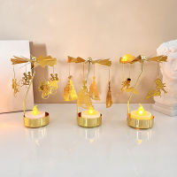 Golden Revolving Aromatpy Candle Holder Creative Lantern Craft Dinner Atmosphere Arrangement Home Wedding Indoor Decorations