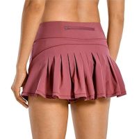 Women Sports Tennis Skirts Solid Color Fitness Shorts High Waist Athletic Running Short Pleated Sport Skort Pocket Mini Skirt