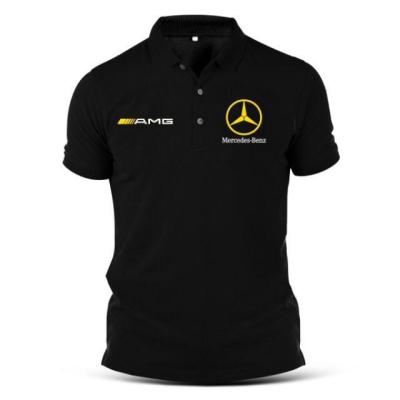 ♨☋♣ Amg เสื้อโปโล แขนสั้น คอปก ลายโลโก้ สีทอง แฟชั่นฤดูร้อน สําหรับผู้ชาย