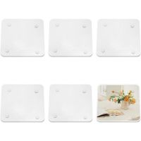 6Pcs Creative Acrylic Coaster  Non-slip Visible Cup Mat  Square Clear Coffee Table Placemat Cups  Mugs Saucers